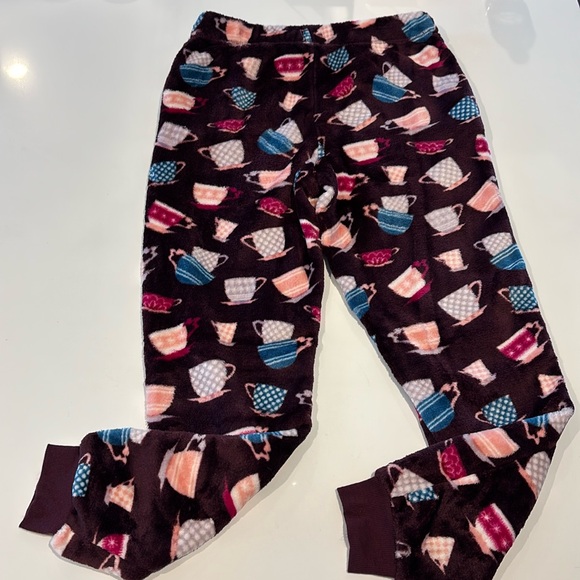 Women’s Joyspun Pajama Bottoms Burgundy With Coffee Cups Soft Fabric S - Picture 12 of 13